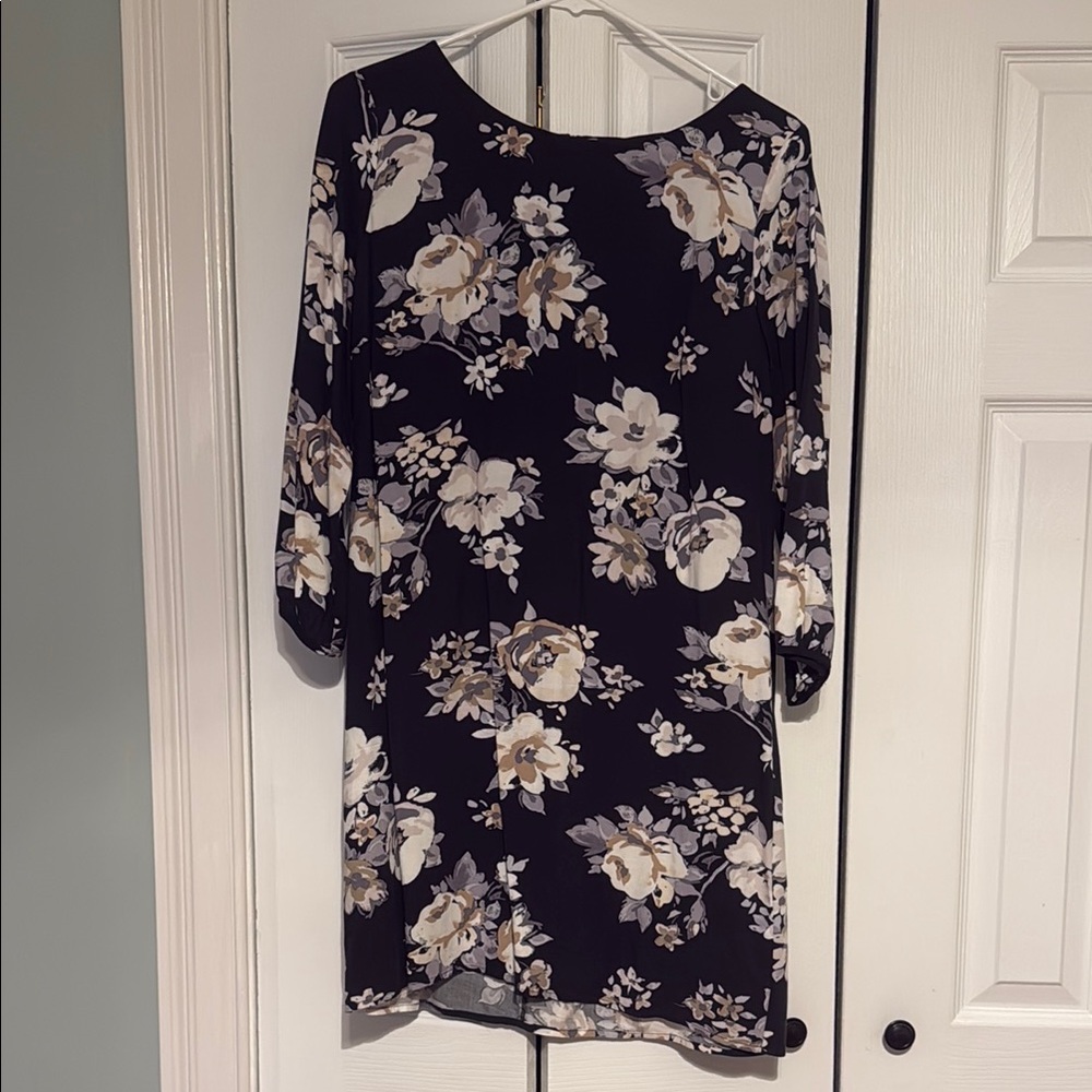 Old Navy Blue Sheath Dress 3/4 Sleeve Crew Neck